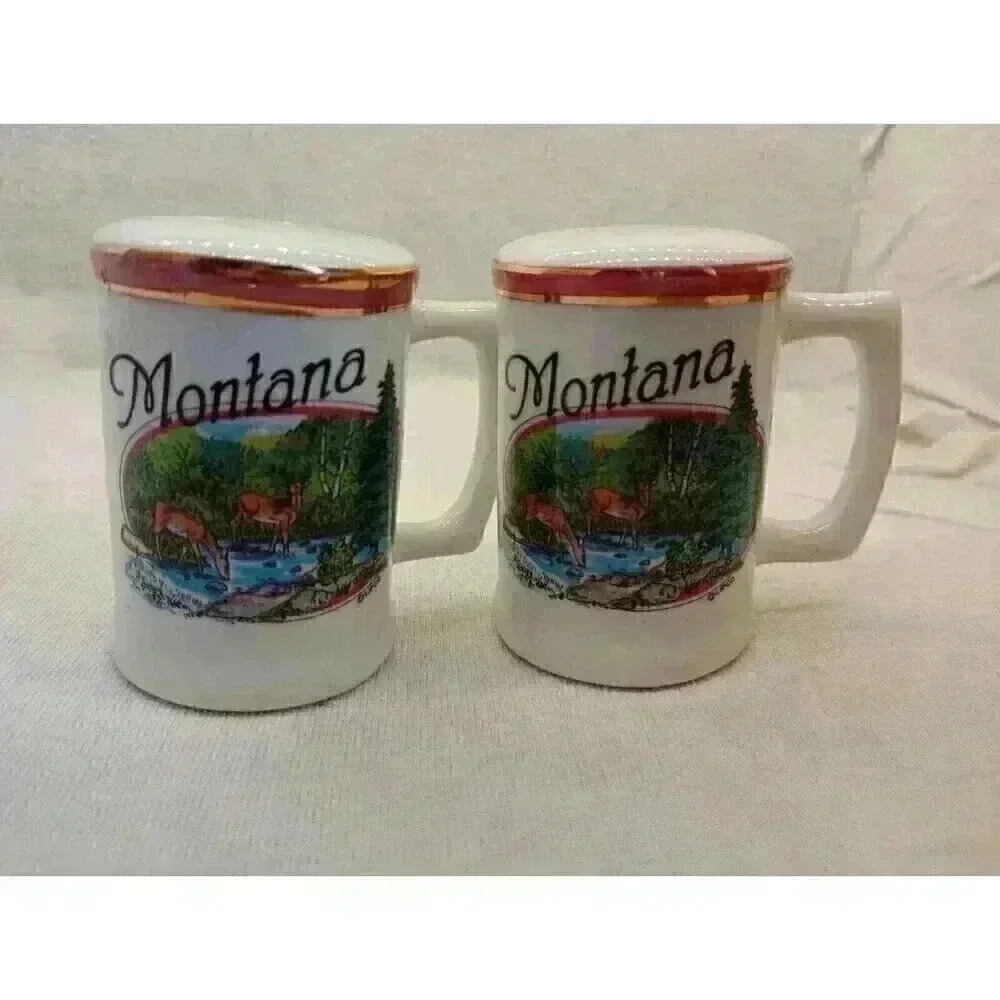 Vintage Montana Wild Deer Salt & Pepper Shaker Collectable Kitchen Home Decor